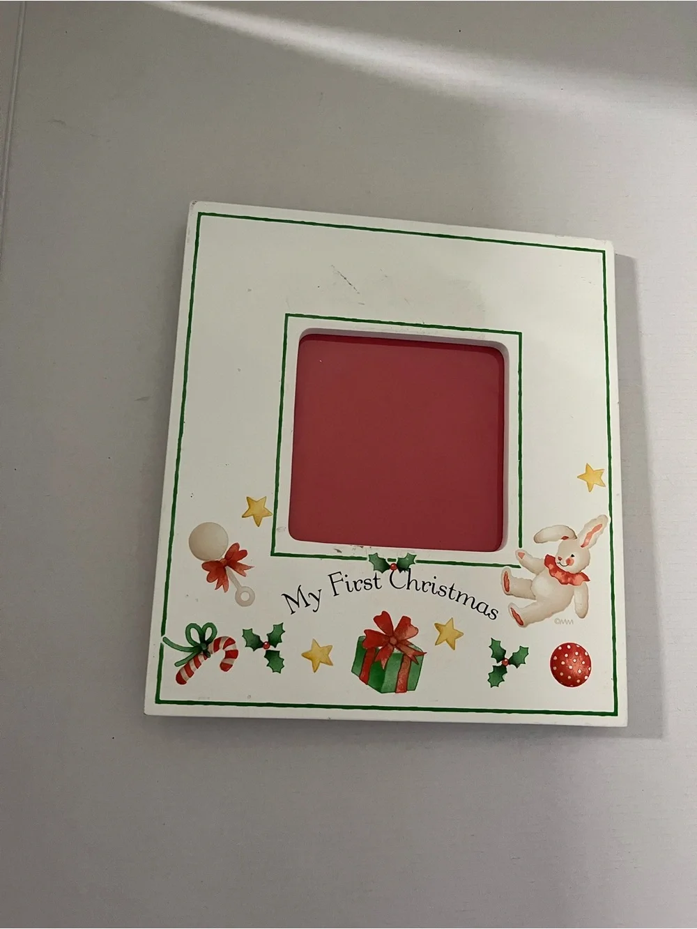 My First Christmas Baby Photo Frame - White with Red Accent